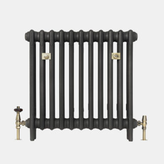 Mercury 3 column 660mm slimline cast iron bay window radiator in matt black finish